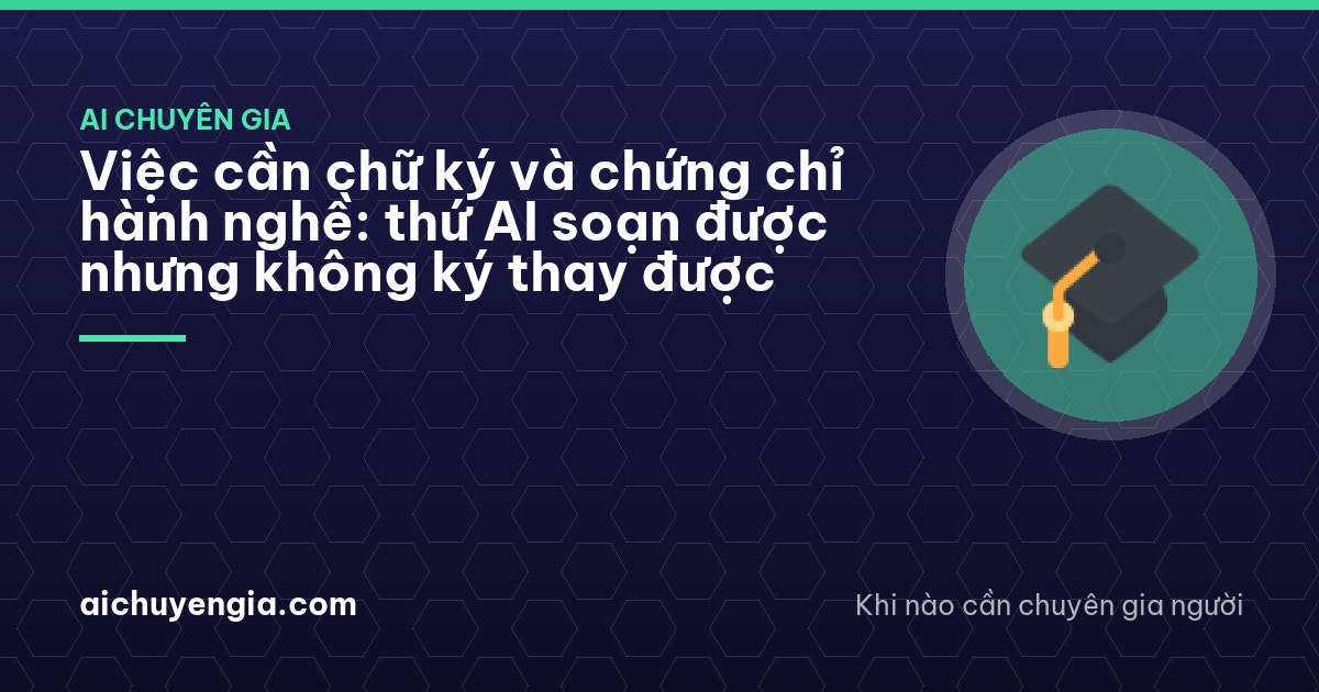 Close view of hands holding a pen over a stack of plain paper on a wooden desk in a small Ho Chi Minh City office, red ink pad nearby, soft window light